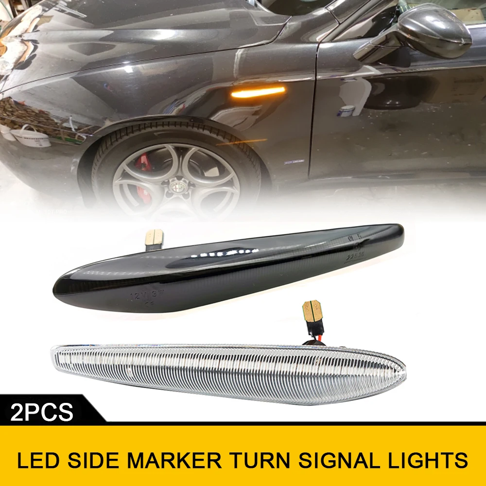 

2Pcs LED Dynamic Side Marker Lights Arrow Turn Signal Blinker Lamps or Alfa Romeo 159 Sportwagon Boera Spider typ 939 Amber