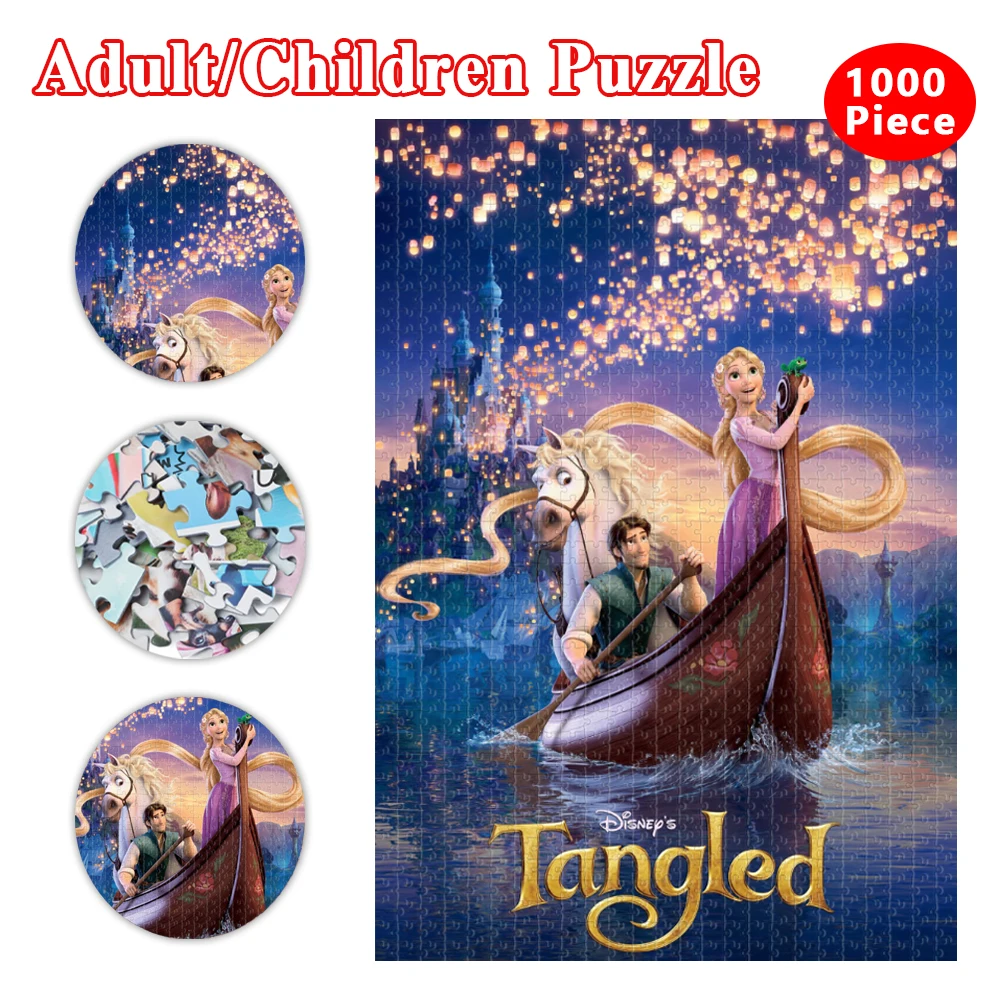 300/500/1000 Pieces Puzzle Cartoon Disney Princess Jigsaw Puzzles Rapunzel Child Early Educational Toys for Christmas Gift