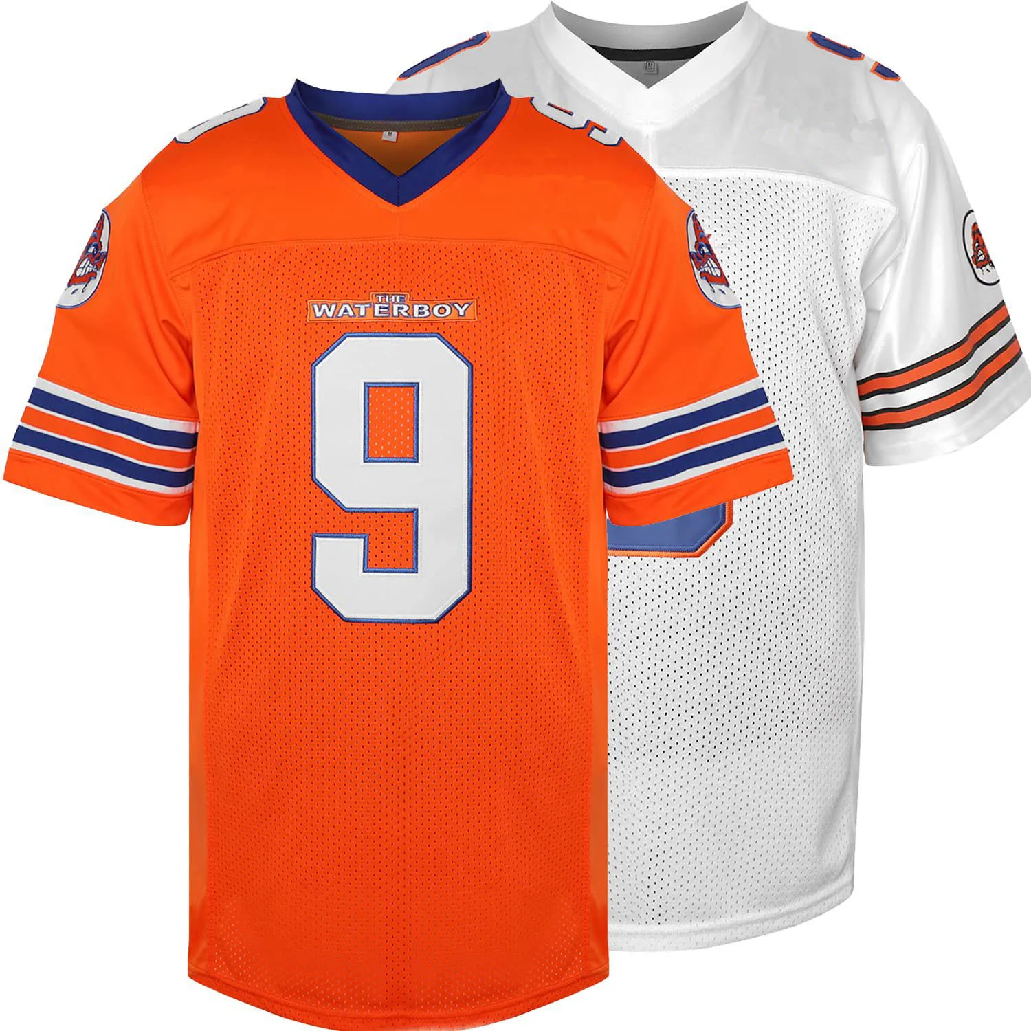 Football Jersey The Waterboy Movie Football #9 Bobby Boucher White Orange Jersey Stitched football jersey
