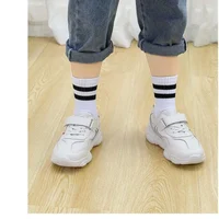 5 paires/lot couleur Pure doux respirant coton enfants chaussettes d'école filles garçons décontracté gris noir blanc sport chaussettes pour enfants 3