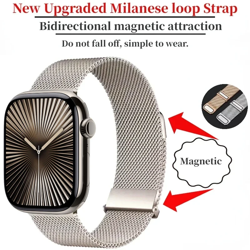 Magnetic Milanese Loop Strap - Elegant Silver Mesh Wristband Bracelet