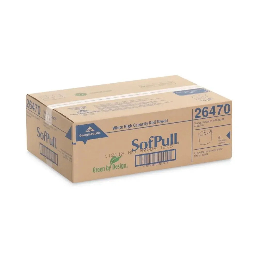 Strong Absorbent White Paper Towel Roll 1 Ply 6 Rolls/Carton USDA Certified Biobased Multipurpose Cleaning Towel