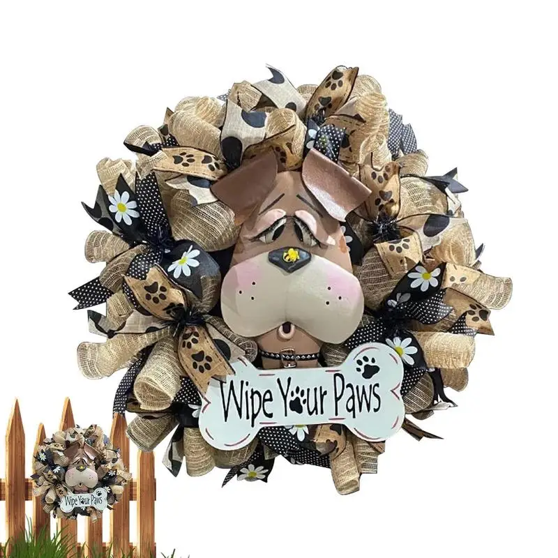 

Welcome Puppy Wreath Dog Puppy Wreath-Dog Lovers Gift Puppy Wreath Decors For Farmhouse, Porches Welcome Door Hanging Wreath