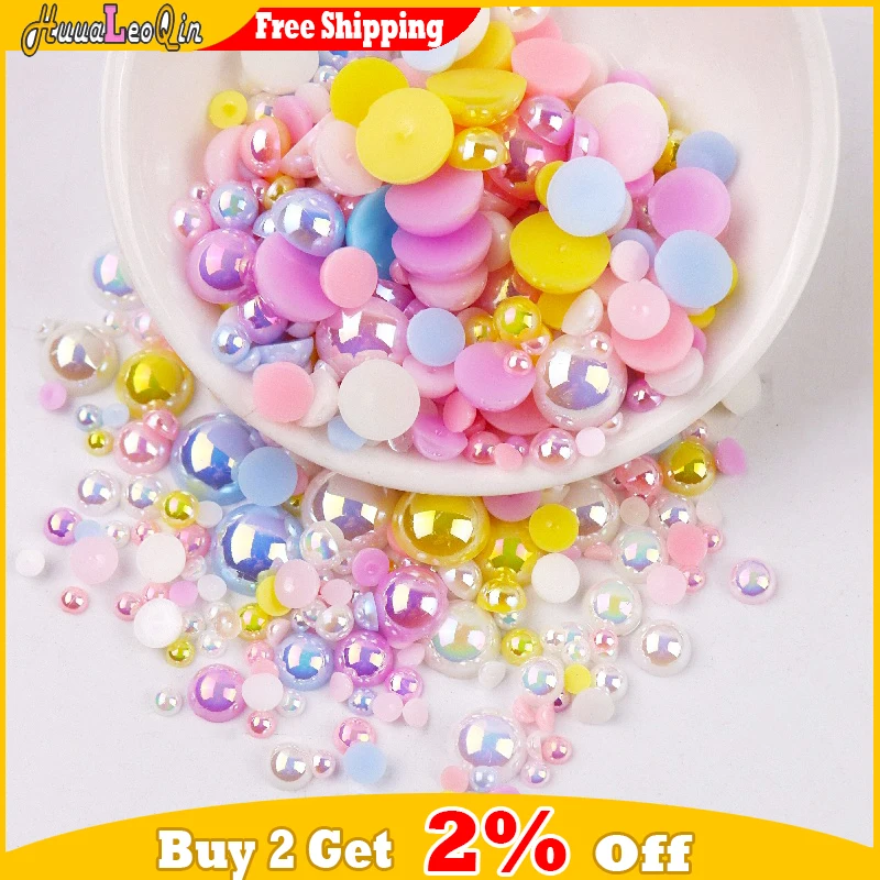 120pcs ABS Semi-circular Imitation Pearl Beads for Jewelry Making DIY