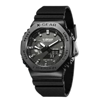 2100 Sport Digital Electronic Unisex Watch Alloy Dial LED Dual Display World Time Fully Functional Rubber Strap Oak Series