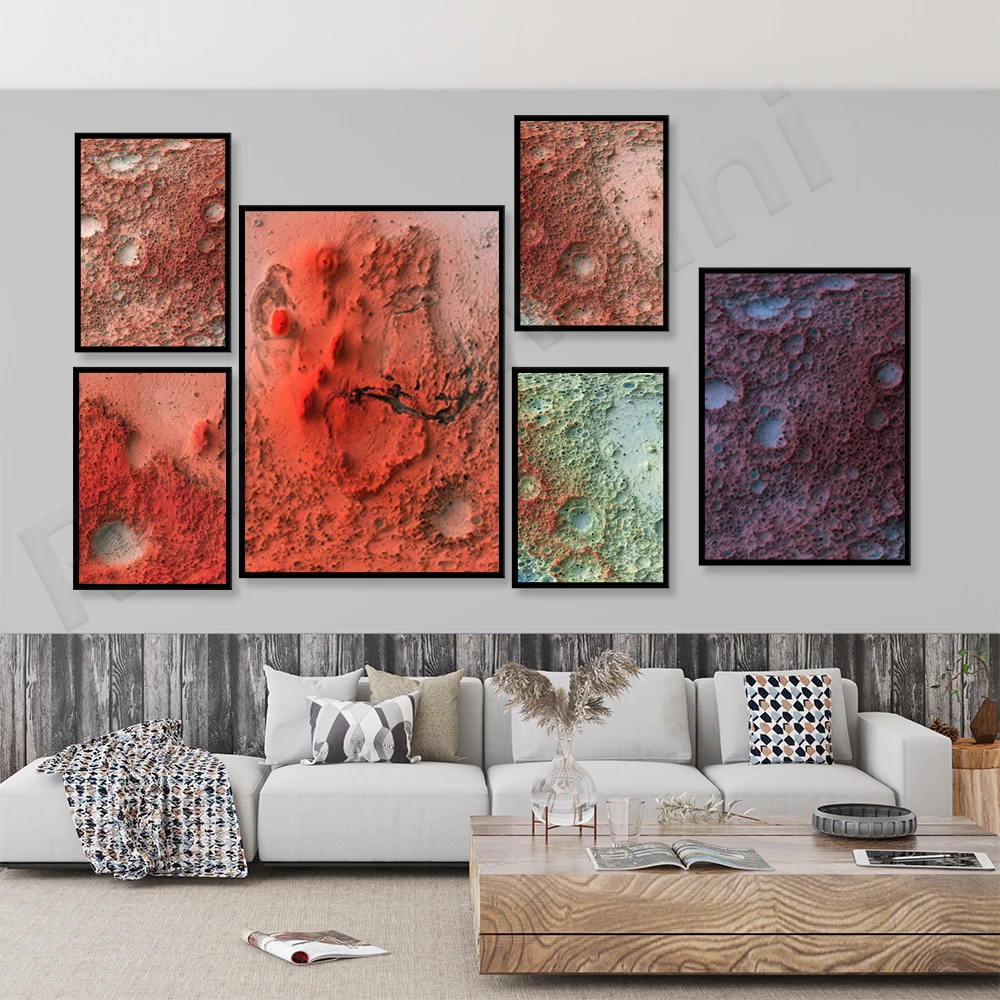 Mappa Della Luna, Mappa Della Stampa Della Tela Di Rilievo Astratta Della Luna, Poster Della Mappa Retrò Della Luna, Mappa Topografica Della Luna, Sta