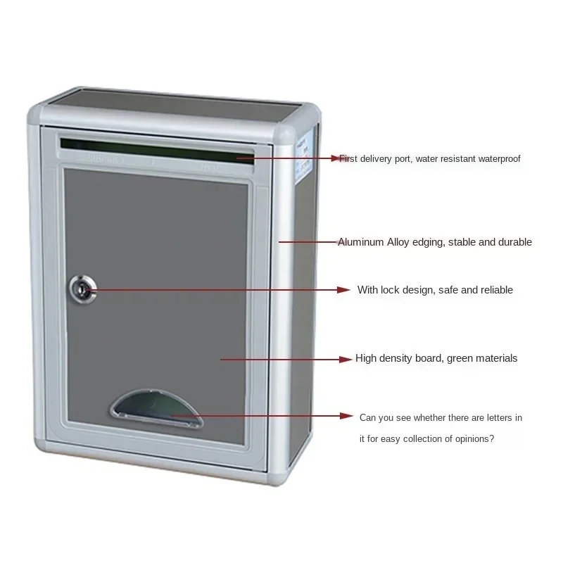 Metal Mailbox Outdoor Security Locking Suggestion Box Newspaper Mail Letter Post Home Balcony Garden Decor WF