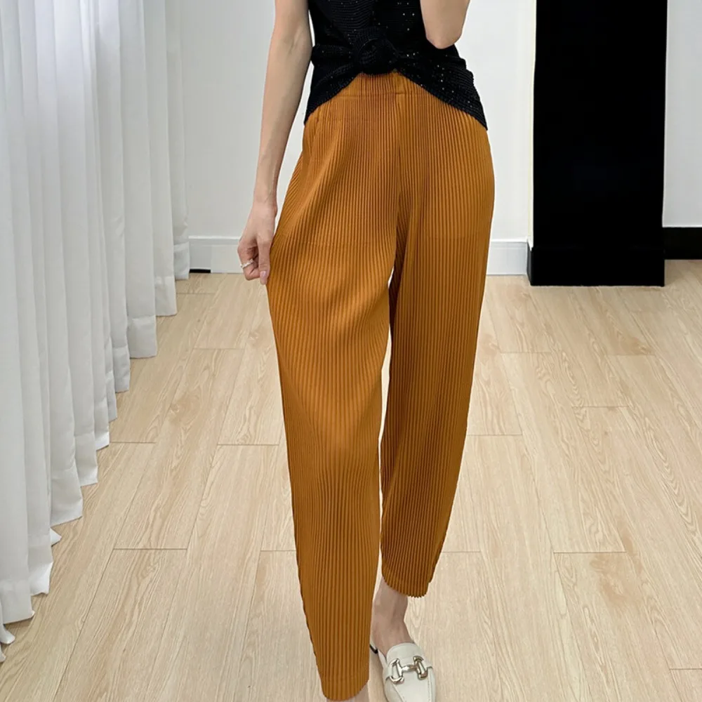 

Miyake Haren Pants Female 2023 Fall New Fashion Versatile Casual Simple Temperament Commuter Nine-minute Pants Sweatpants