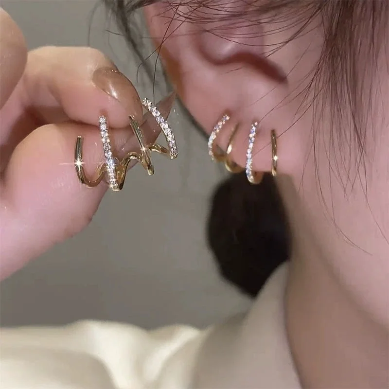 2025 New Fashion Exquisite Rhinestone Decor Ear Cuff earring for Woman Arrival Christmas Gift stud Earrings Women Earrings