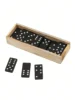 Black Domino wooden box with black Domino wooden board game teaching 1