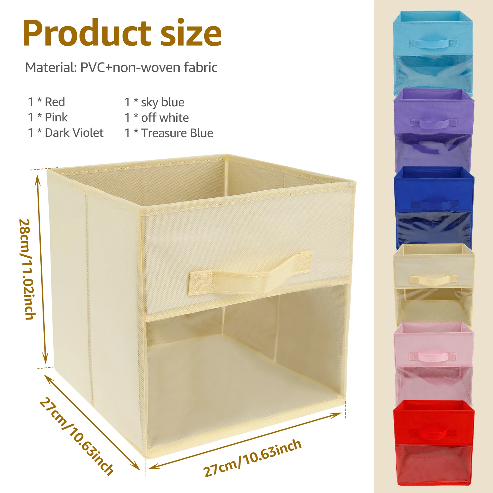 6Pcs Non-Woven Fabric Storage Box Foldable Fabric Cube Storage Bins Large Capacity Closet Clothes Shoes Storage Containers 6