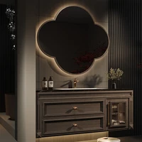 อ่างล้างหน้าห้องน้ําห้องน้ําตู้VINTAGE Vanityกระจกห้องน้ําตู้แต่งหน้าไม้เป็นสินค้าที่Toiletteเฟอร์นิเจอร์ 2