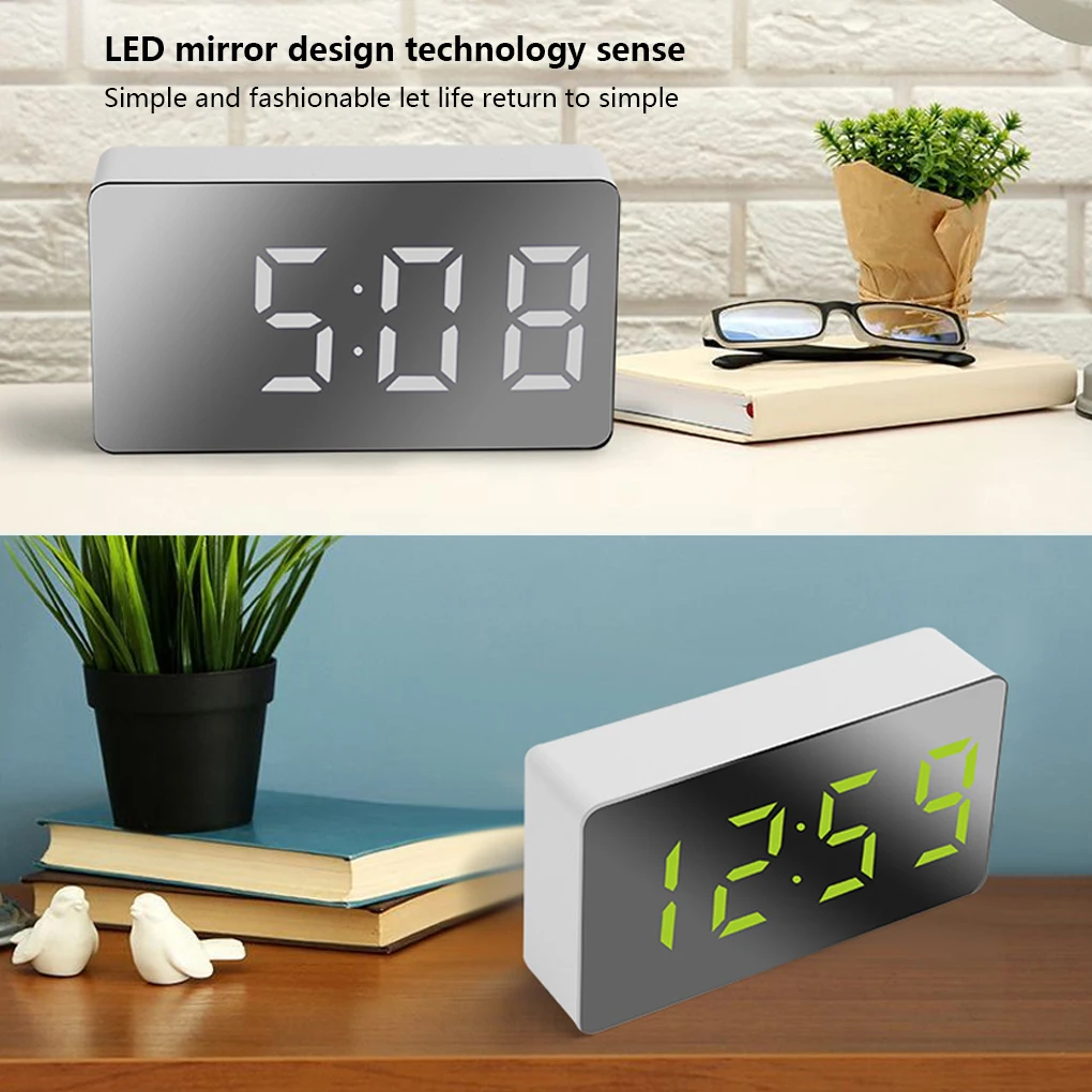 Horloge électrique numérique de table LED, aste par USB, alarme de bureau portable, horloges de réveil électroniques, salon