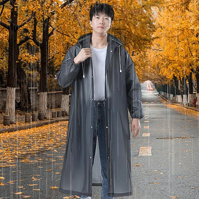 Fashion Adult Waterproof Long Raincoat Women Men Rain Coat Hooded