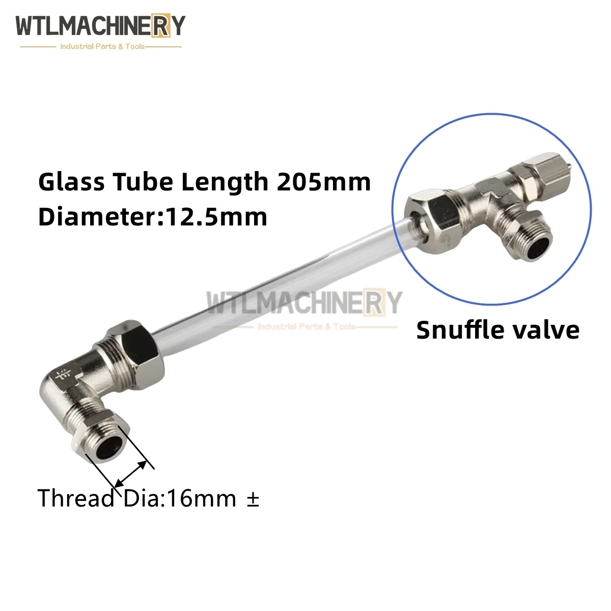 Glass Tube Water Level Gauge Elbow Joint Water Level Gauge Tube length 205mm Copper Joint Liquid Elbow