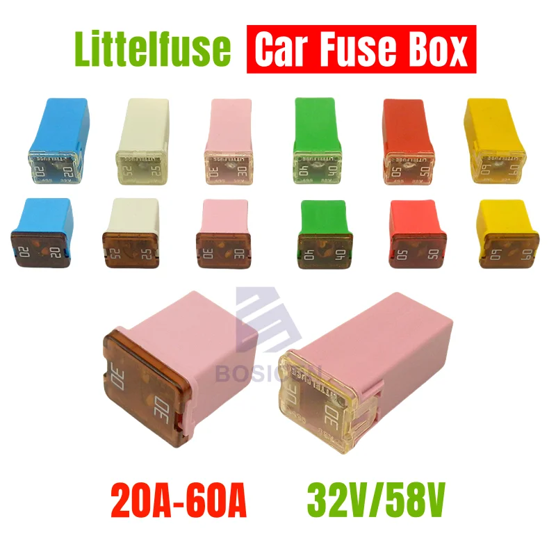 1Pcs LF Square Car Fuse Box 20A 25A 30A 40A 50A 60A 895 58V 495 32V Fuse Ford BYD Levin Toyota HYUNDAI LINCOLN glass fuse kit