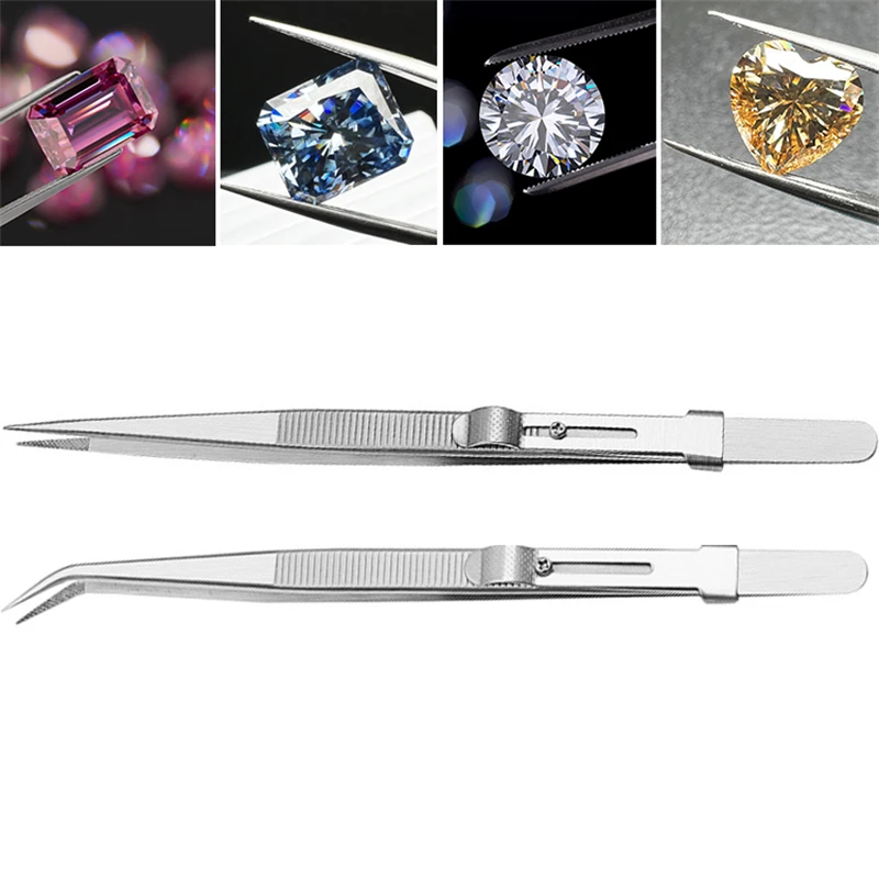 Stainless Steel Tweezers Adjustable Slide lock Antistatic Tweezers Jewelry Making Tool For Electronic Component Repair Tools