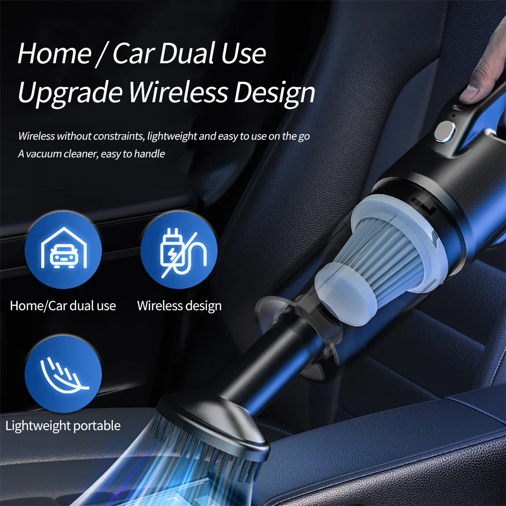 120W Car Portable Handheld Vacuum Powerful Suction Cordless Vacuum Cleaner USB Rechargeable for Vehicle/Home/Office/Pet Hair