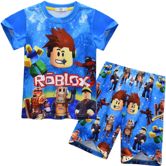 Nouvel ensemble à manches courtes pour garçons, ensemble deux pièces pour la maison, dessin animé ROBLOX, jeu Roblox 1