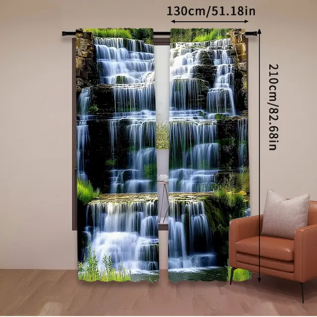 Tende paesaggistiche moderne da 2 pezzi con design a cascata adatte per soggiorno, sala da pranzo, cucina, camera da letto, bagno, sala studio 5