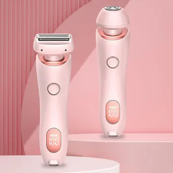 Bikini Trimmer for Women Waterproof Hair Groomer Rechargeable Pubic Hair Trimmer 2 in 1 for Pubic Legs Body Hair