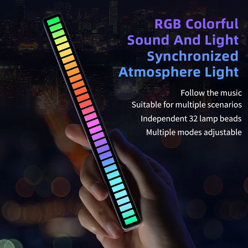 RGB Music Sound Control LED Lights Colorful Pickup Music Atmosphere Lamp For Party Bar Car Desktop Decor Rhythm Ambient Lights starry sky watermark projector lamp usb sound control music atmosphere lamp laser starry night light