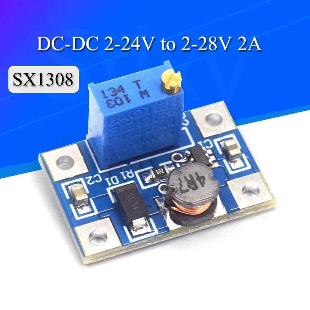 Stlxy 2-24V 2-28V 2A DC-DC SX1308 스텝 업 가변 전원 모듈 DIY 키트 용 스텝 업 부스트 컨버터