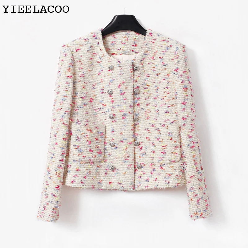 

Apricot colored butterfly yarn jacket Coat Ladies Spring /Autumn /Winter Women's Classic Jacket Fashion Fragrance Woven Top