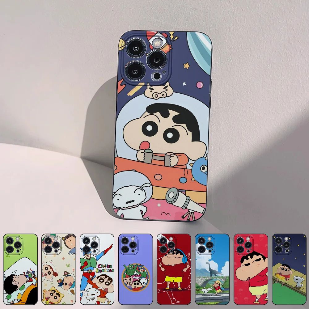 

Crayon Shinchan\ Black For IPhone 14 Plus 13 12 Mini 11 Pro X XS XR Max Silicone Cover Funda Shell