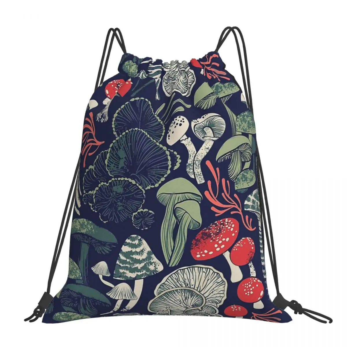 

Mystical Fungi Midnight Blue Background Sage Mushroom Mushrooms Forest Kawaii Bags Shopping Shoe Teen Portable Rucksack Pouch