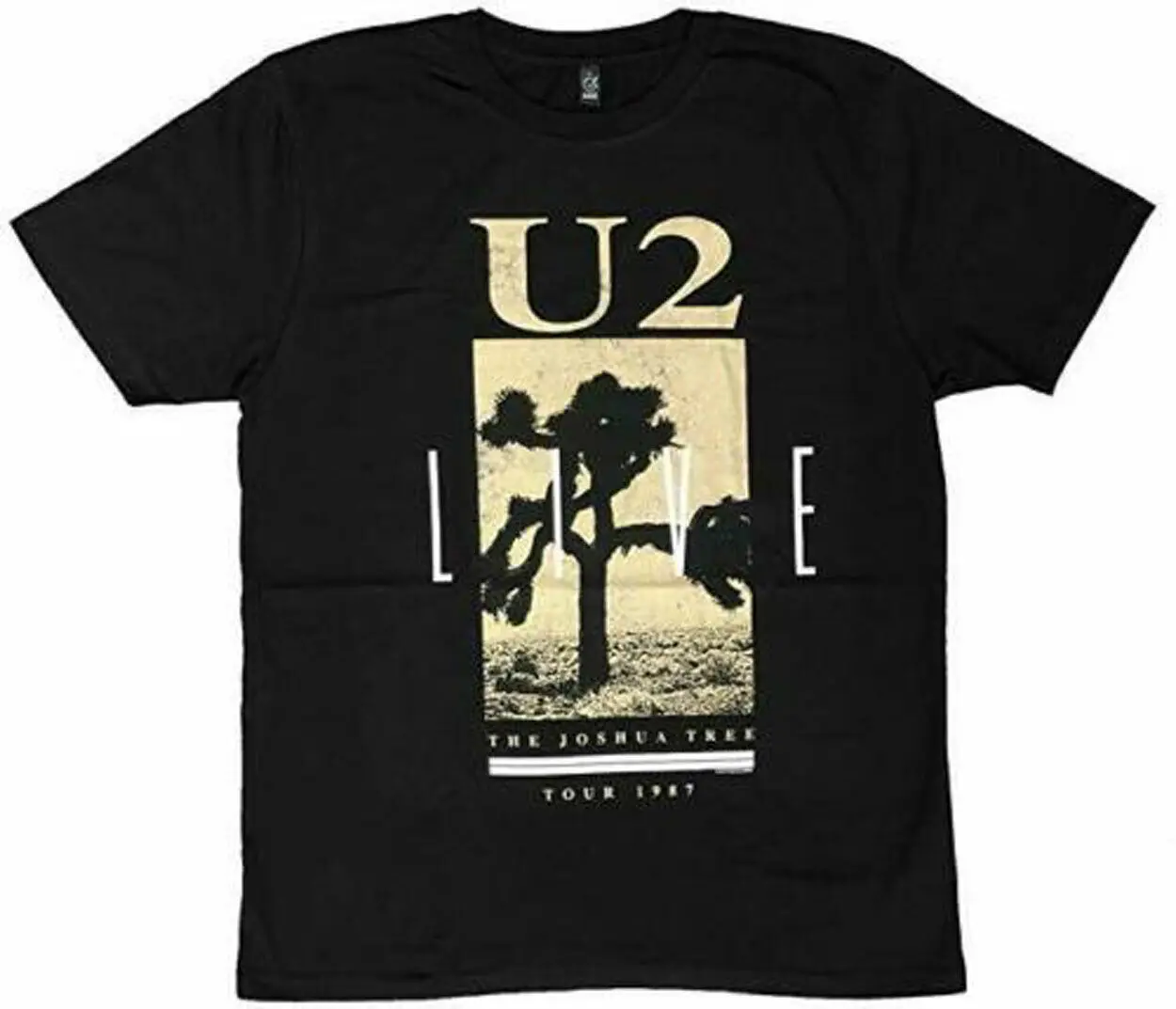 Ufficiale U2 Albero Di Suè Live 1987 Maglietta Organica Nera Da Uomo U2 Tee