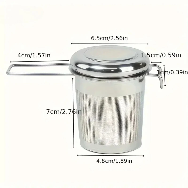 Tea Filter with Lid, Extended Handle, Filter Hole,Suitable for Home and Office Use, Tea Leakage During The Back To School Season