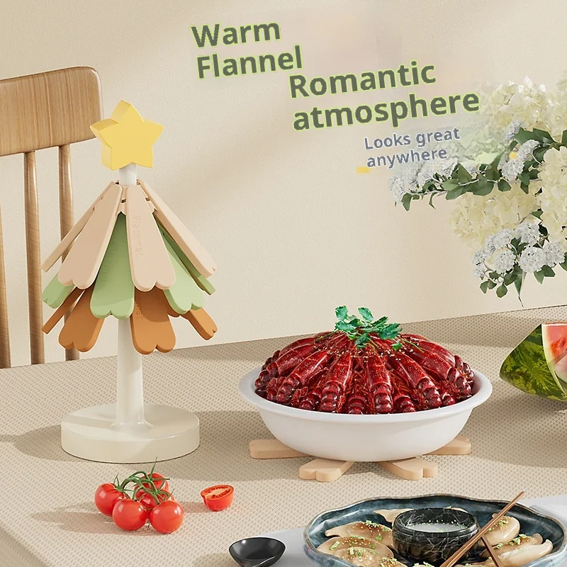 Hot Four Layer Silicone Tree Trivets Heat Resistant Table Mat Coaster Anti Scald Pot Mat Creative Home Decoration Festival Gift