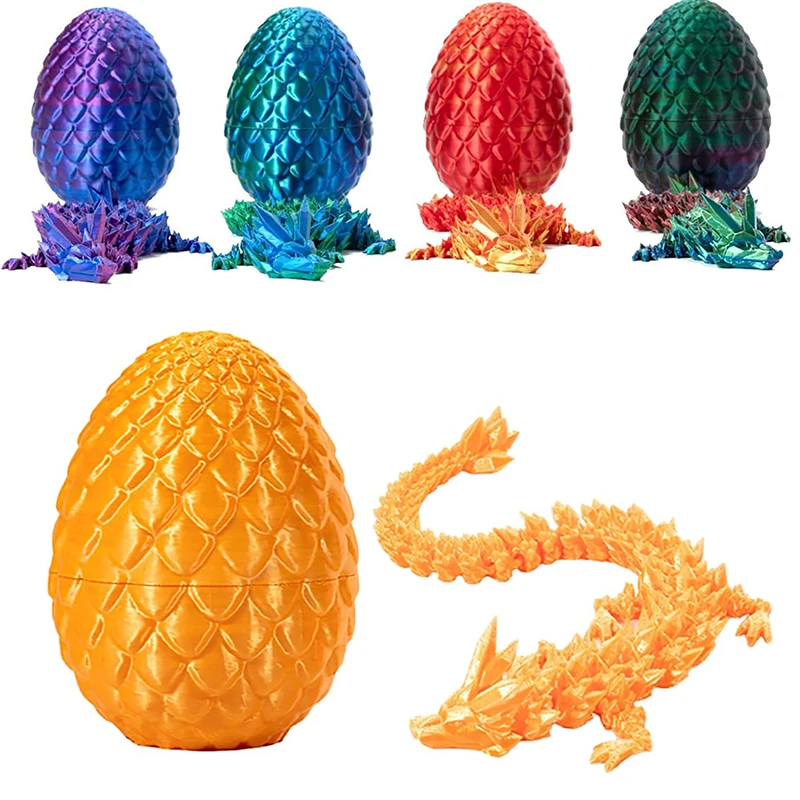 

3d печатное сочлененное яйцо дракона, китайское гибкое реалистичное украшение, детский подарок на день рождения, аквариум, домашняя Ландшафтная Статуя Дракона