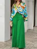 Fashion Print Set Women Casual Long Sleeve Button Shirt+Pockets High Waist Wide Leg Pants Office 2 Piece Sets Lady Spring Summer 6 Fashion Print Set Women Casual Long Sleeve Button Shirt+Pockets High Waist Wide Leg Pants Office 2 Piece Sets Lady Spring Summer 6