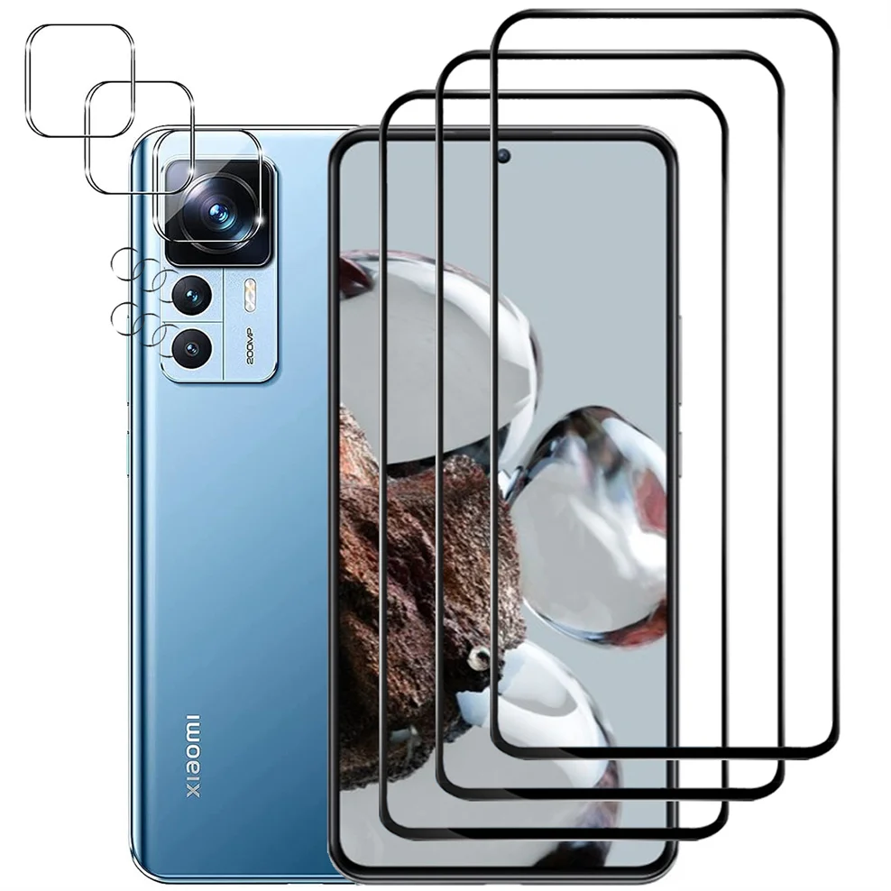 

6-in-1, Glass + Camera Film for Xiaomi 12 T Pro High-quality Tempered Glass Mi 12T Pro Xiaomi 12T Screen Protector Mi12T Pro