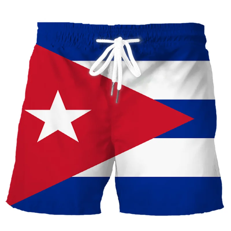 Retro 3D Printed Cuban Flag Beach Shorts Men Summer Casual Street Cube Pattern Short Pants Summer Quick Dry Surf Board Shorts 2