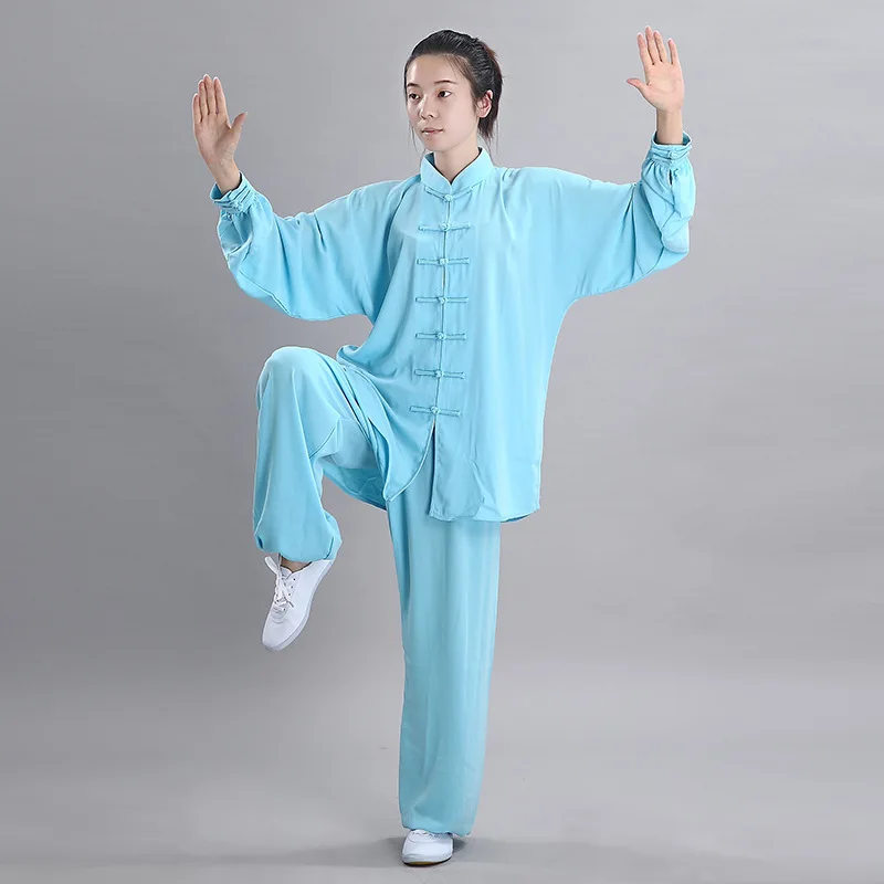 

Yourqipao Summer Chinese Traditional Style Clothing Long Sleeved Wushu Suit Uniforms Exercise Tai Chi Kung Fu for Unisex Men