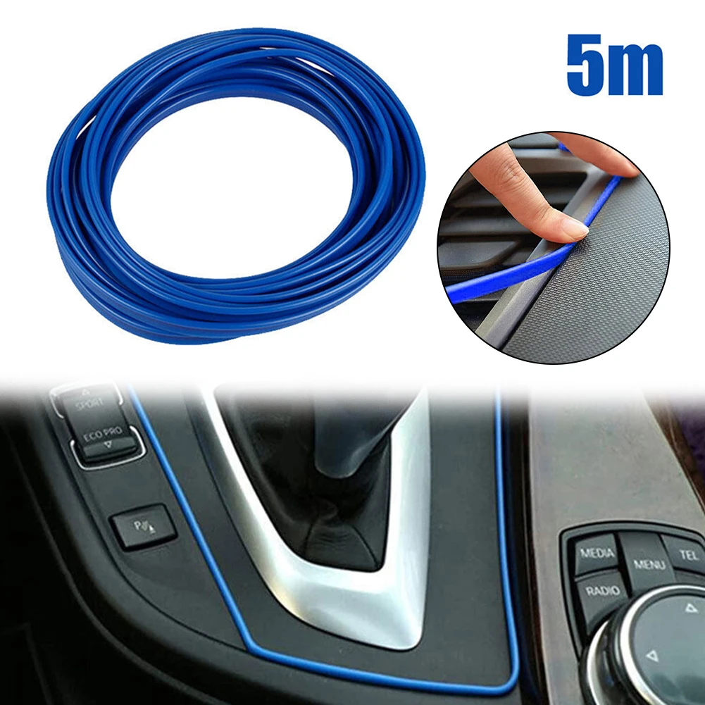 Bande de garniture de style de voiture bleue, ligne de moulage décorative, espace de porte flexible, accessoires automobiles, pièces intérieures, 5m