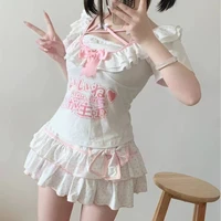 Deeptown Harajuku Y2k Lolita Mini Skirt Women Bow Japanese Style Kawaii Pleated Skirts Sweet Dot Ruffles Cake Layered Skirts - Image 2