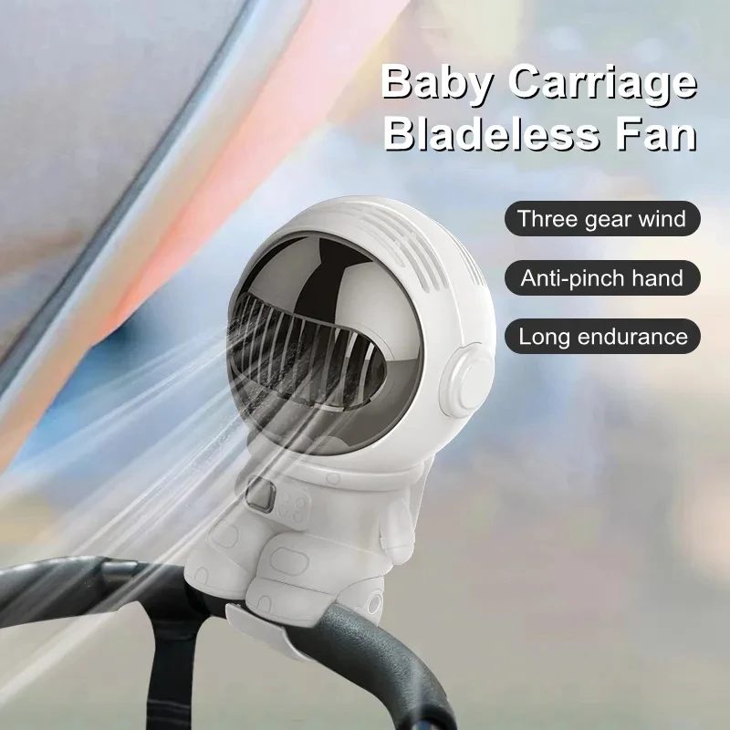 Outdoor Portable Bladeless Stroller Fan 4000mAh USB Charging Wireless