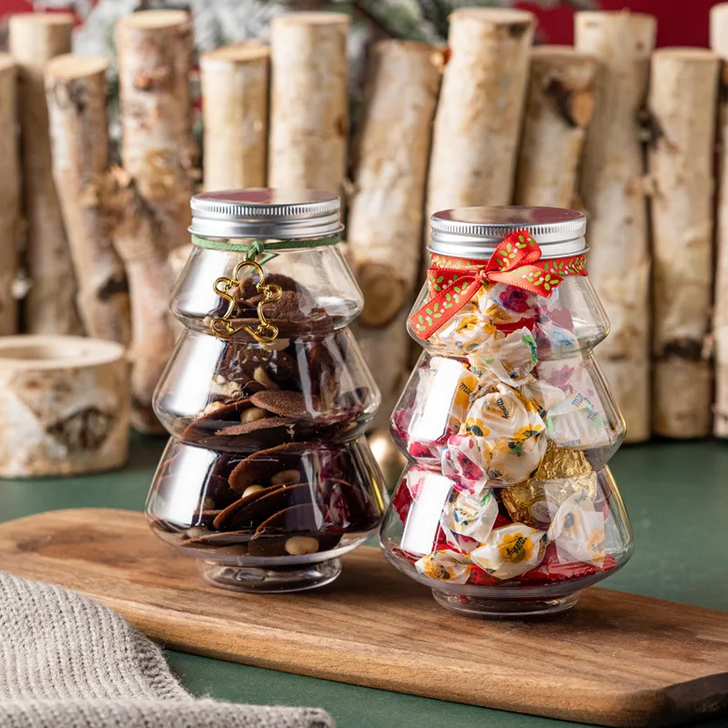 

6pcs Christmas Tree Sweet Jar Kids Favor DIY Gift Candy Cookie Snack Chocolate Packing New Year Decoration Boxes