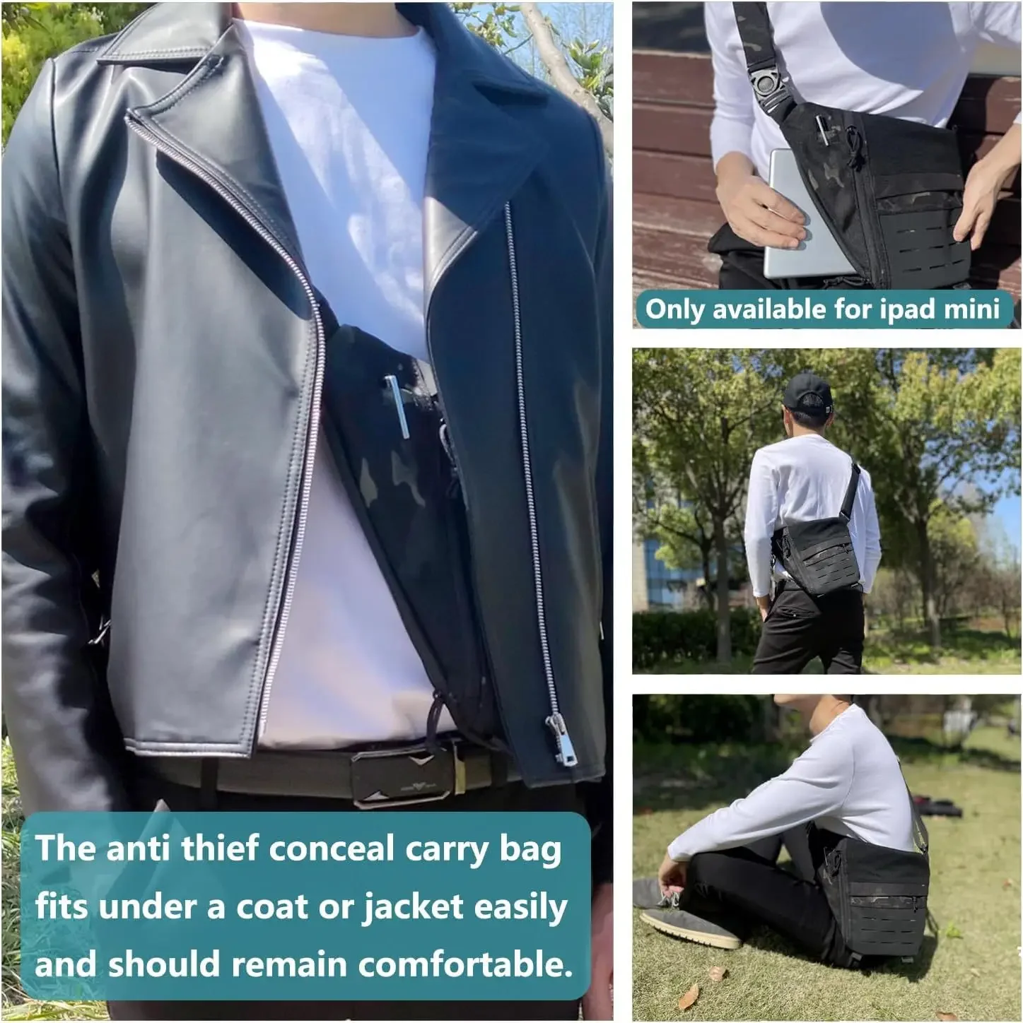 Men's Tactical Shoulder Bag Anti-theft Hidden Gun Holster Adjustable Crossbody Chest Bag Invisible Gun Case tactical shoulder bag