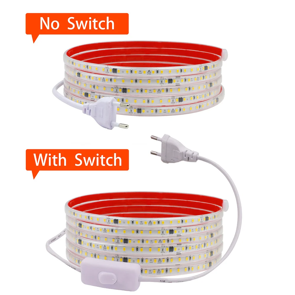 Bande lumineuse LED étanche conforme à la norme IP65 220, 2835 V, AC 120, ruban d'éclairage blanc, flexible, avec IC Home, 0.5m, 1m, 2m, 5m, 10m, 20m, 50m