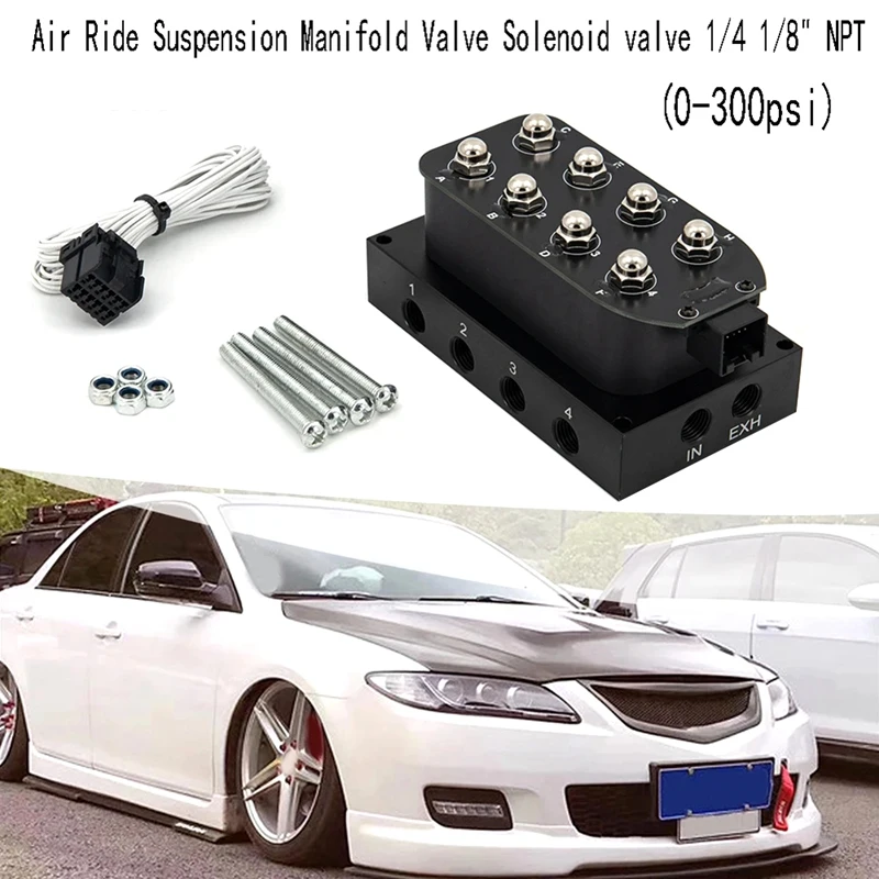 

Air Ride Suspension Manifold Valve Solenoid Valve 1/4 1/8Inch NPT Fast Air Bag Control Fbss VU4 (0-300Psi) Easy To Use