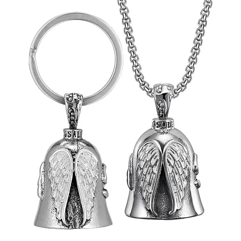 Motorcycle Angle Wings Bell Pendant Angel Wings Riding Motorcycle Bell Portable Motorcycle Hang Riding Bell Deco Accessories