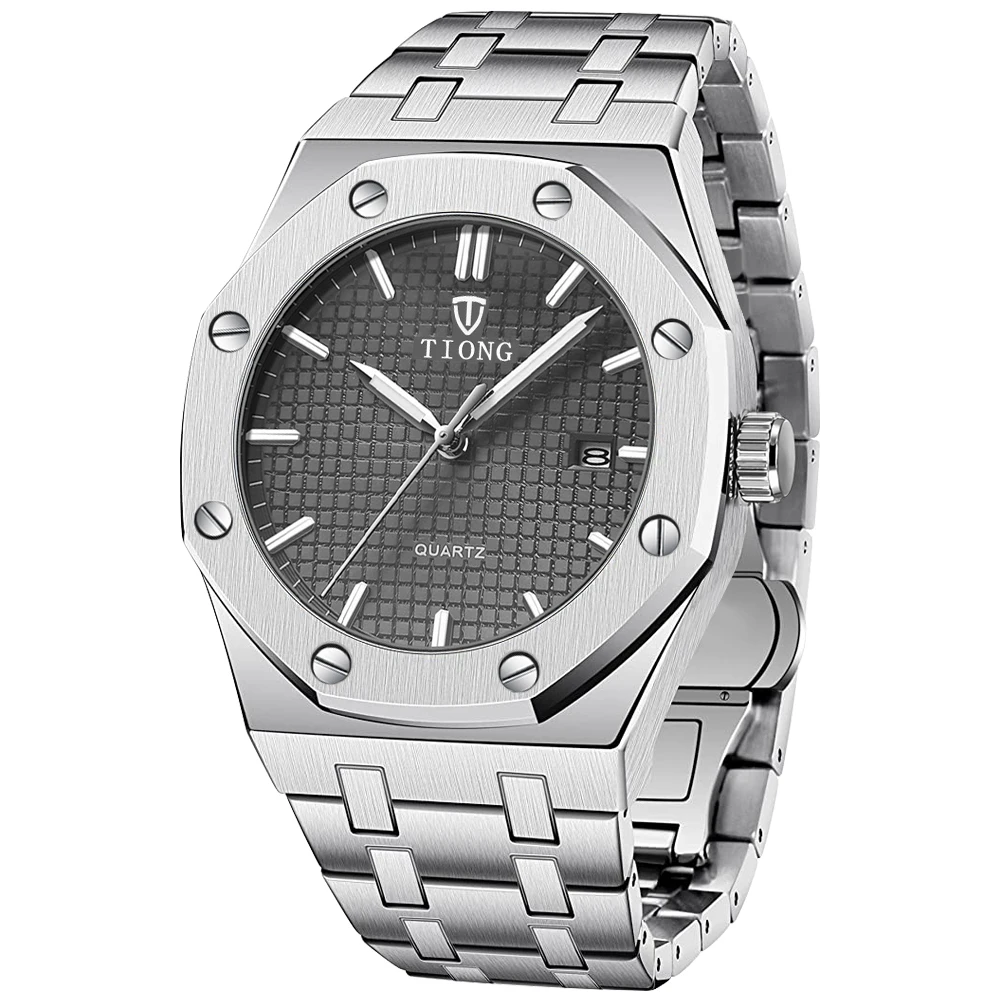 Premium Stainless Steel Luxury Quartz Waterproof Date Wristwatch
