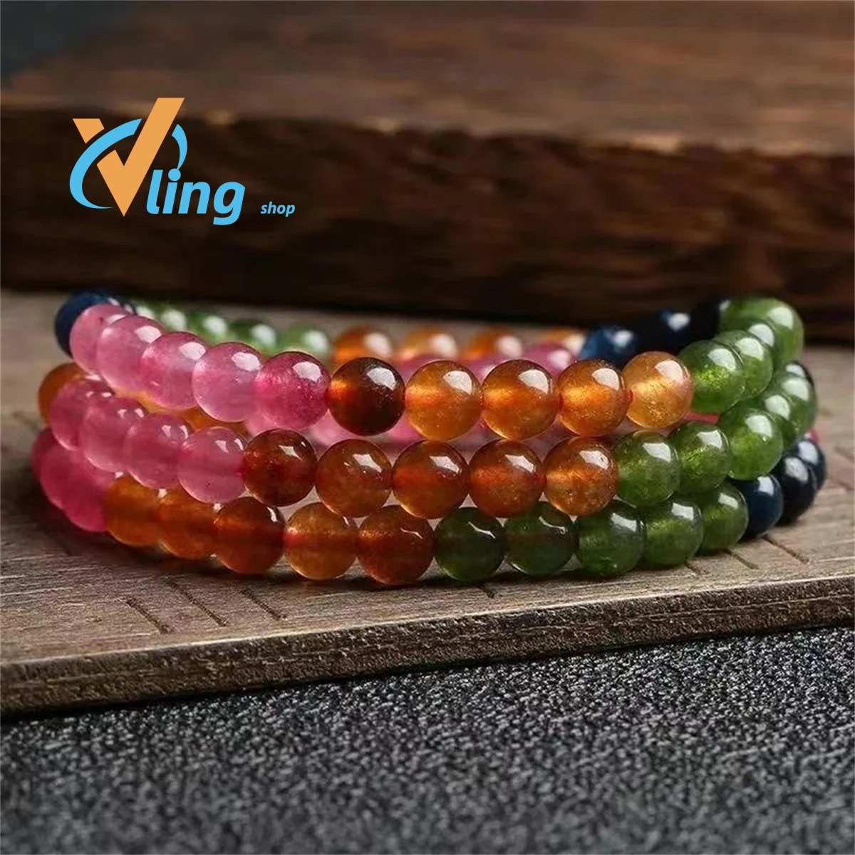 

Brazil Tourmaline Bracelet Multi-Rainbow Quartz Rock Jade Multi-Ring Single-Ring Exquisite Fashion Gift Women's Charm Jewelry