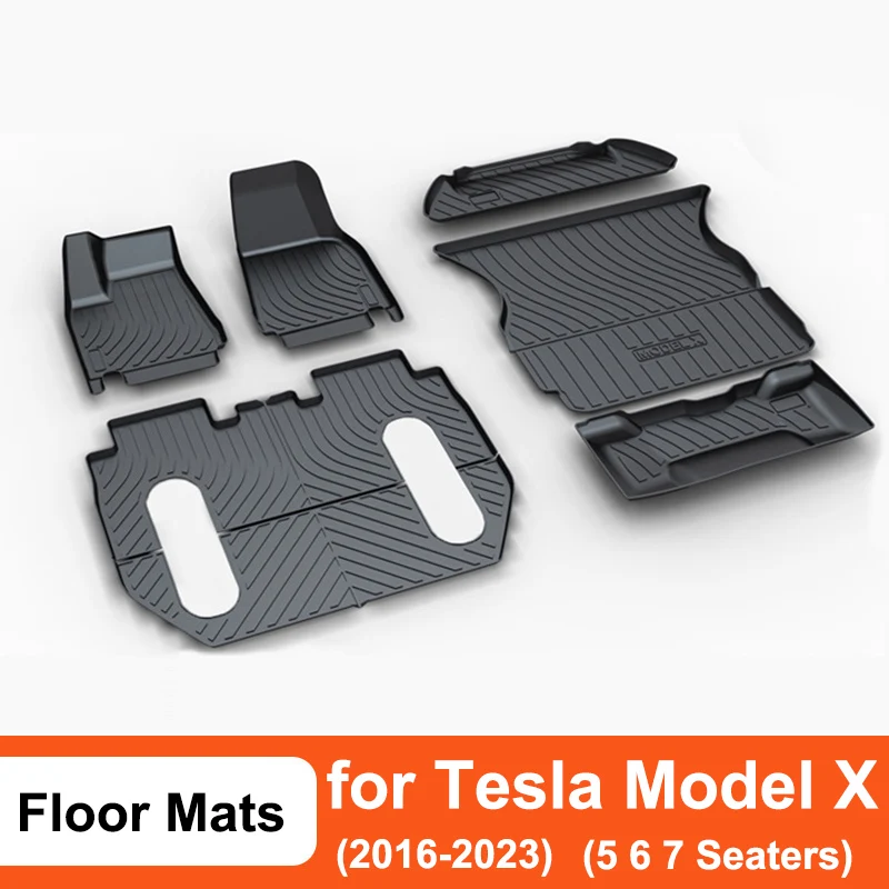 

For Tesla Model X 5 6 7 Seaters Floor Mats TPE 3D Anti-Slip All-Weather Front Rear Trunk Pad Car Floor Liner Accessories 2023 MX