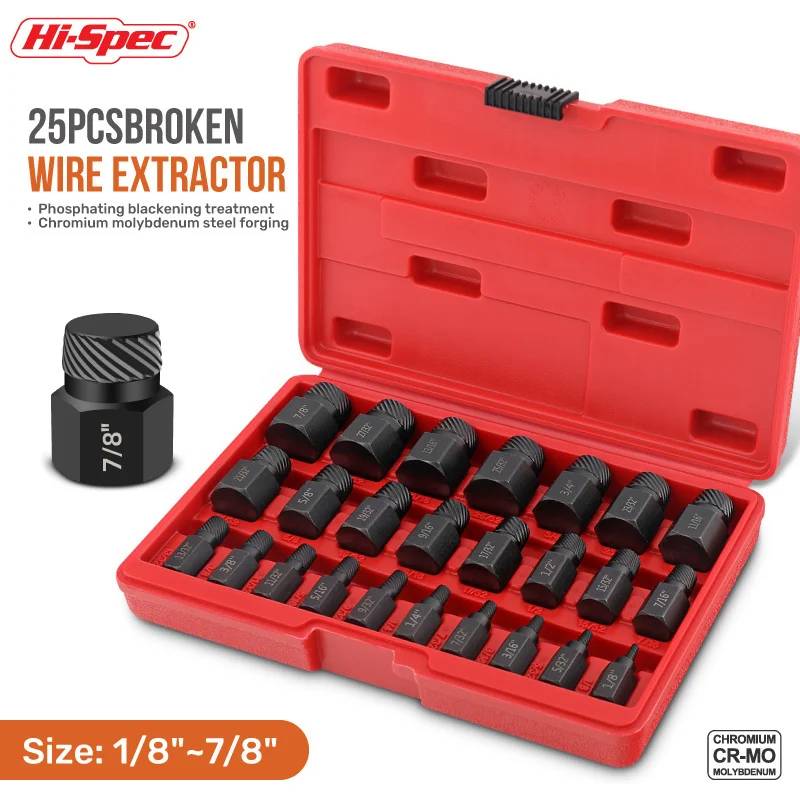 

Hi-Spec 25 Pieces Screw Remover Toolkit - Extract Nuts and Hex Bolts